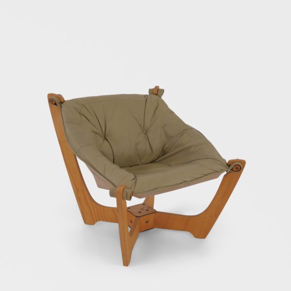 Lave "Luna" Lenestoler Designet av Odd Knutsen for Hellegjerde | Beige Skinn - Image 12