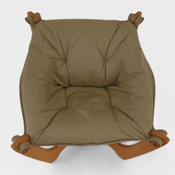 Lave "Luna" Lenestoler Designet av Odd Knutsen for Hellegjerde | Beige Skinn - Image 8
