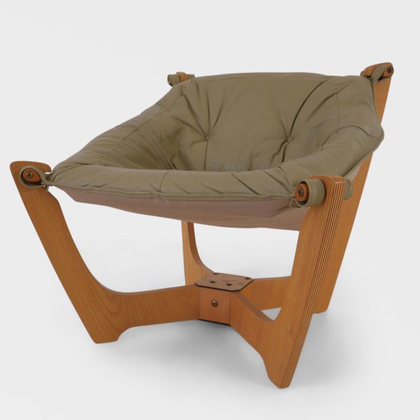 Lave "Luna" Lenestoler Designet av Odd Knutsen for Hellegjerde | Beige Skinn - Image 7