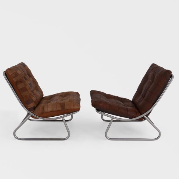 Danske Vintage Lenestoler | Skinn & Krom - Image 3