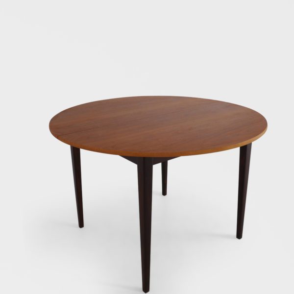 Rundt Vintage Spisebord i Valnøtt | Ileggsplate - Image 5