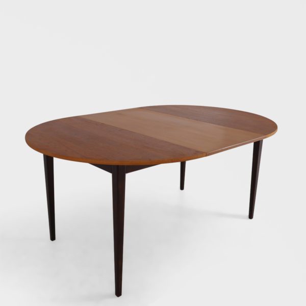 Rundt Vintage Spisebord i Valnøtt | Ileggsplate - Image 6