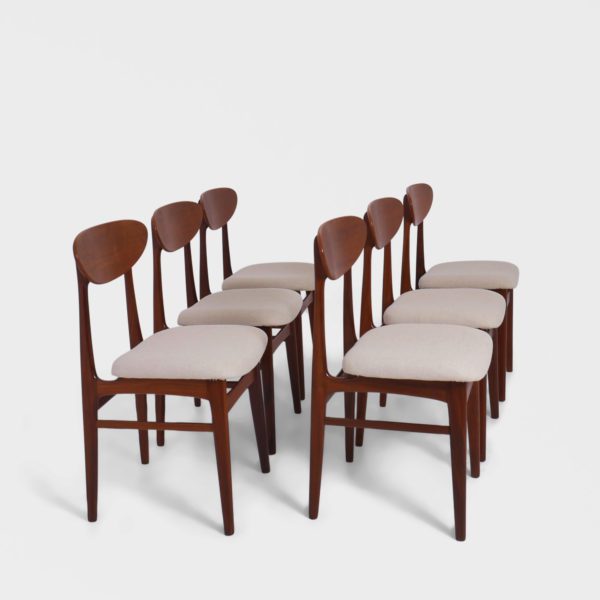 6 stk, Retro Spisestuestoler i Teak | Nyomtrukket