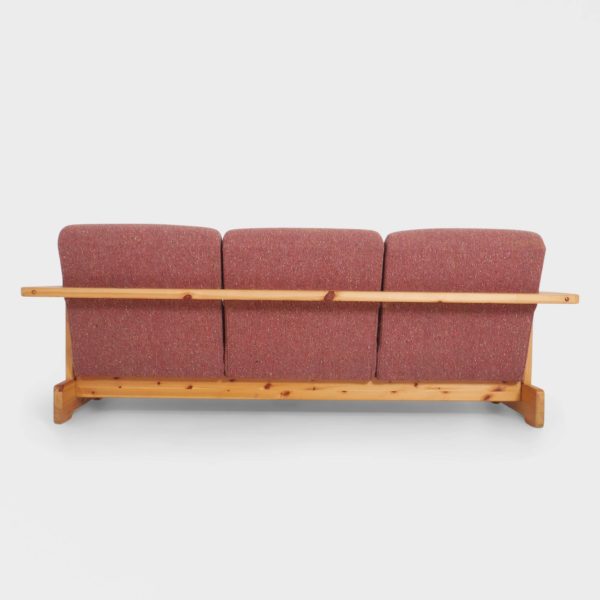 Sjelden Vintage 3-Seter Sofa i Furu og Ull - Bilde 4