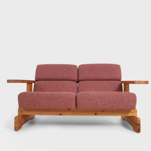 Sjelden Vintage 2-Seter Sofa i Furu og Ull - Bilde 2