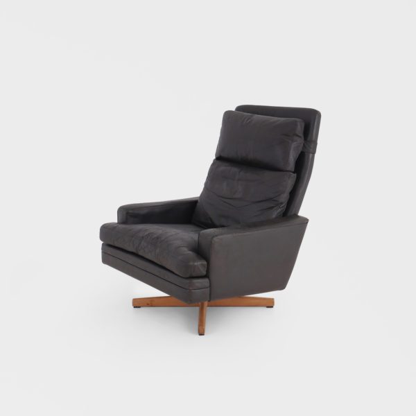 “Modell 807” Lenestol av Frederik Kayser for Vatne Møbler | Sort Skinn - Image 2