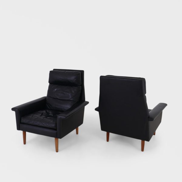 Vintage Lenestoler Trukket | Sort Skinn