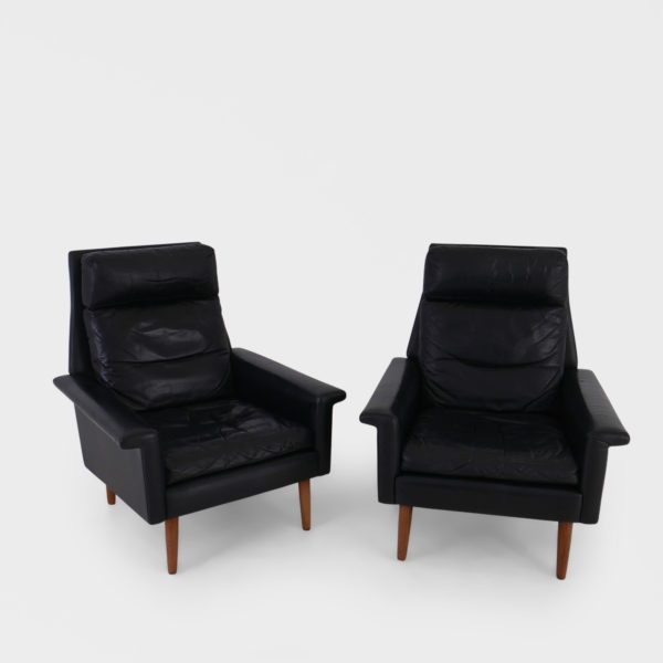 Vintage Lenestoler Trukket | Sort Skinn - Image 3