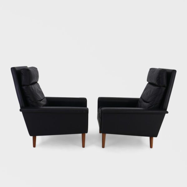 Vintage Lenestoler Trukket | Sort Skinn - Image 4
