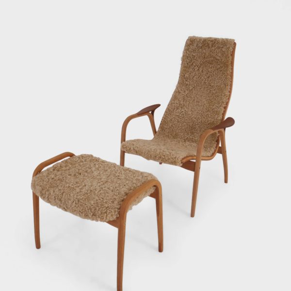 Vintage “Lamino” Lenestol og Skammel av Yngve Ekström for Swedese | Teak & Eik
