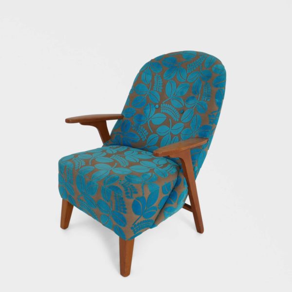 Vintage Lenestol Trukket i Stoff fra Designers Guild - Image 3