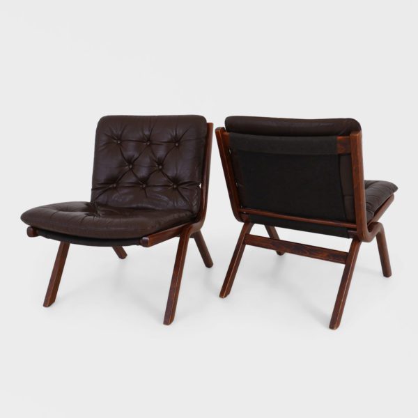 “Uno” Lenestoler Designet av Per Leiv Øie Produsert av Ekornes | Brunt Skinn - Image 2