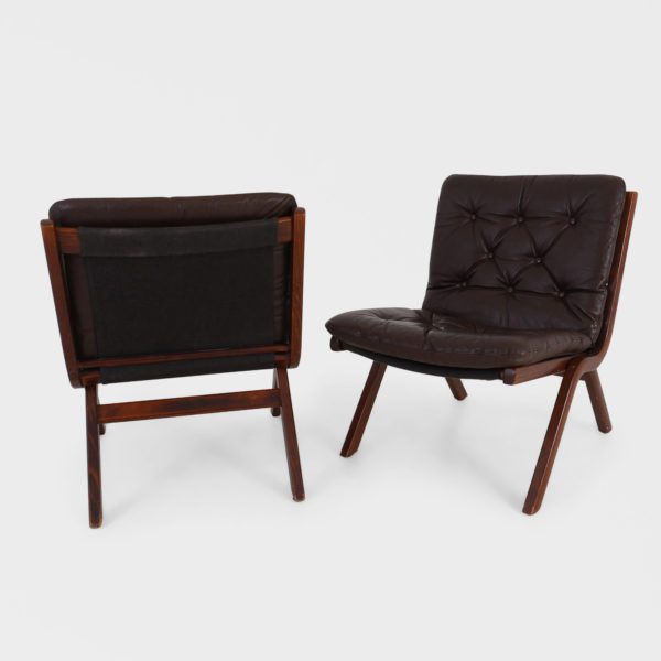 “Uno” Lenestoler Designet av Per Leiv Øie Produsert av Ekornes | Brunt Skinn - Image 3
