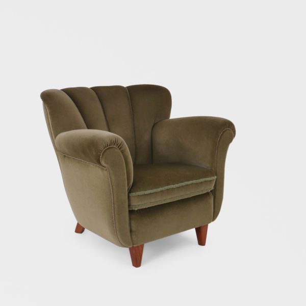 Vintage Lenestol | Grønn Velur