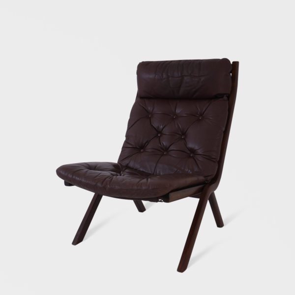 “Uno” Lenestol Designet av Per Leiv Øie Produsert av Ekornes | Brunt Skinn - Bilde 3