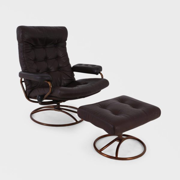 Vintage "Stressless" med Skammel | Skinn