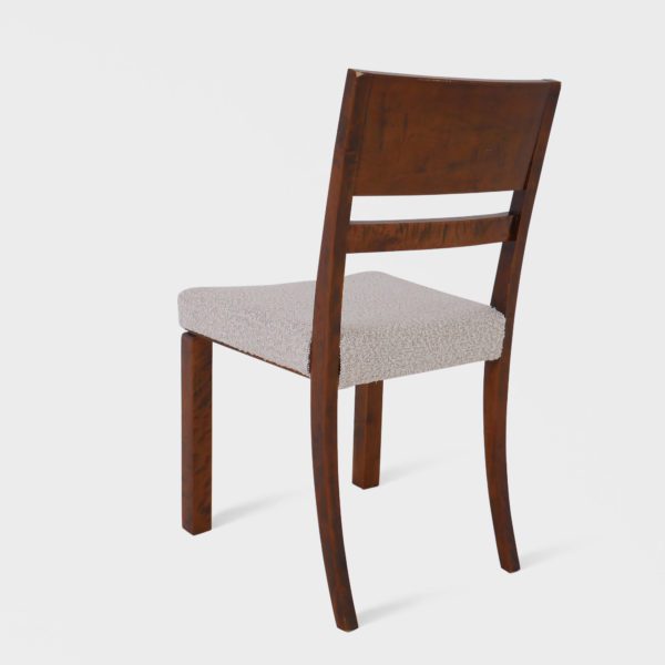 Art Deco Spisestuestoler i Flammebjørk med Fugle-Intarsia | Nyomtrukket i Lys Boucle - Bilde 8