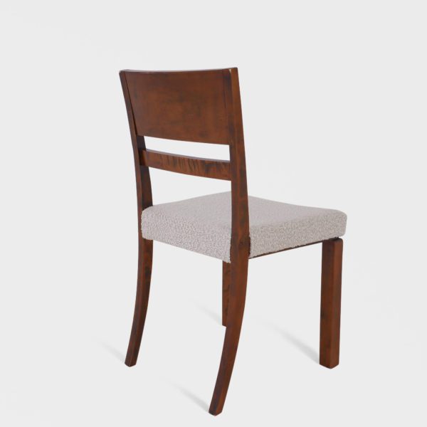 Art Deco Spisestuestoler i Flammebjørk med Fugle-Intarsia | Nyomtrukket i Lys Boucle - Bilde 10