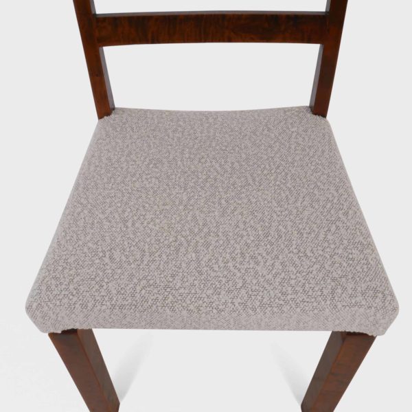 Art Deco Spisestuestoler i Flammebjørk med Fugle-Intarsia | Nyomtrukket i Lys Boucle - Bilde 12