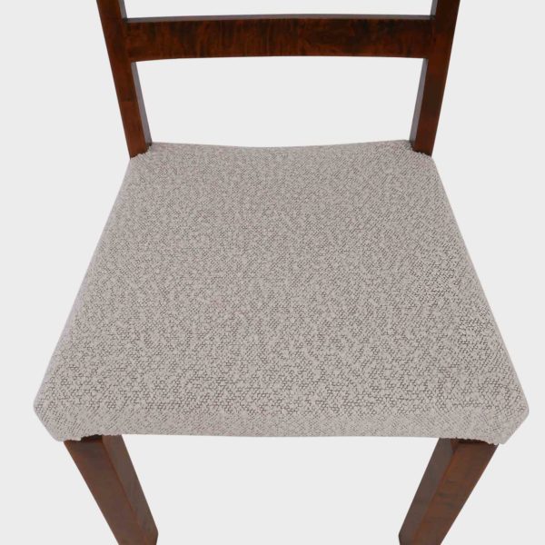 Art Deco Spisestuestoler i Flammebjørk med Fugle-Intarsia | Nyomtrukket i Lys Boucle - Bilde 12