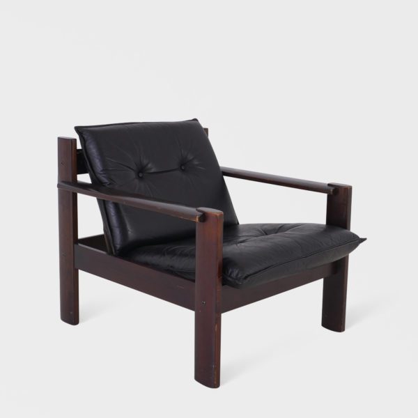 Vintage "Toledo" Lenestol | Sort Skinn