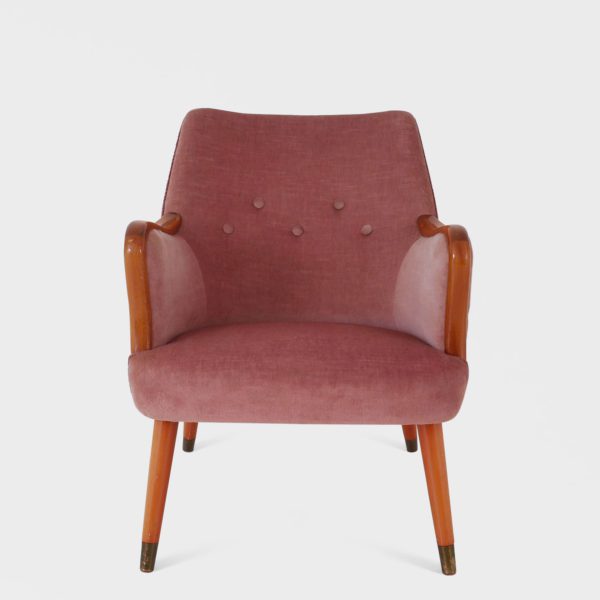Vintage Lenestol Trukket i Rosa velur - Bilde 2