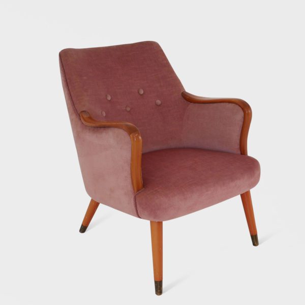 Vintage Lenestol Trukket i Rosa velur - Bilde 3