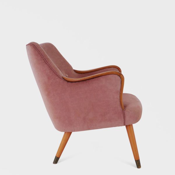 Vintage Lenestol Trukket i Rosa velur - Bilde 4