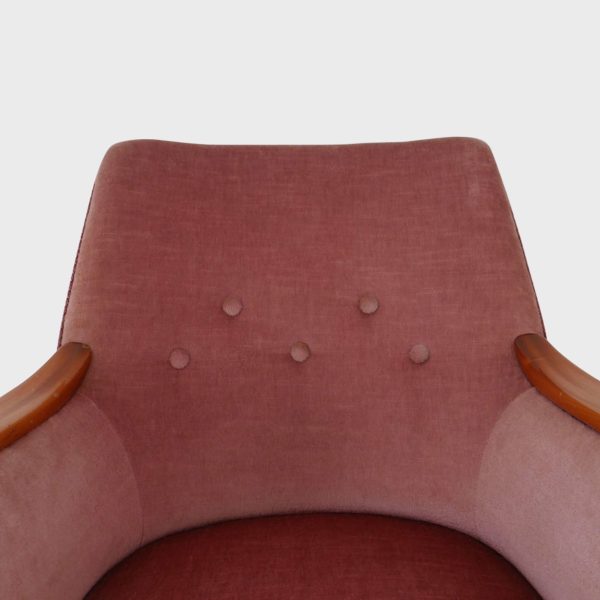 Vintage Lenestol Trukket i Rosa velur - Bilde 8