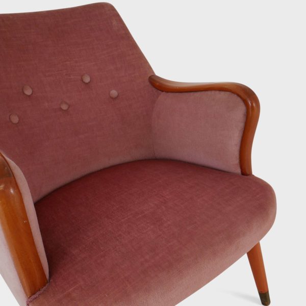 Vintage Lenestol Trukket i Rosa velur - Bilde 9