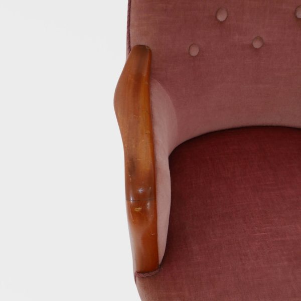Vintage Lenestol Trukket i Rosa velur - Bilde 10