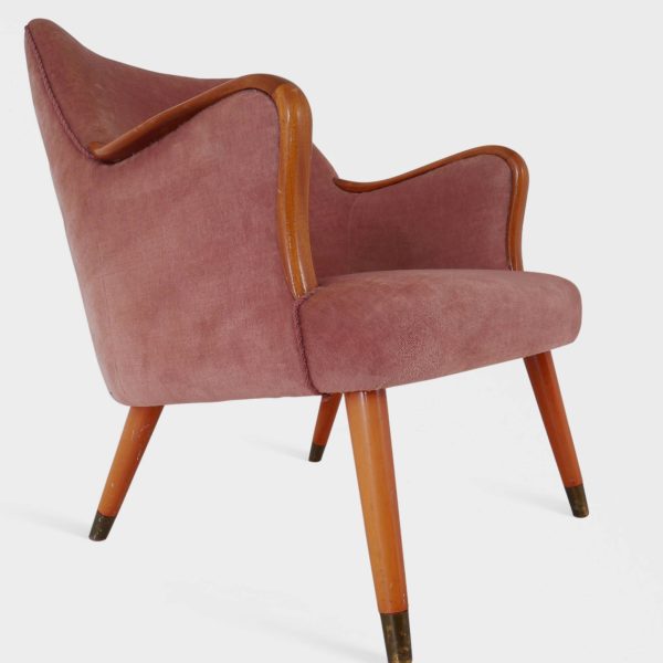 Vintage Lenestol Trukket i Rosa velur - Bilde 11