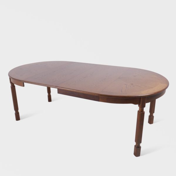 Rundt Vintage Spisebord i Eik | 2 ileggsplater