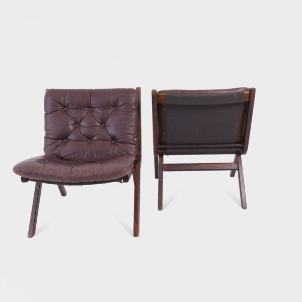 “Uno” Lenestoler Designet av Per Leiv Øie Produsert av Ekornes | Brunt Skinn - Bilde 3