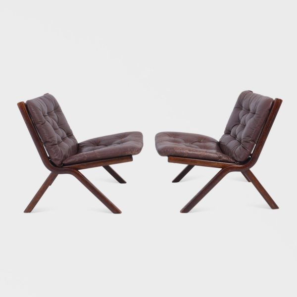 “Uno” Lenestoler Designet av Per Leiv Øie Produsert av Ekornes | Brunt Skinn - Bilde 4