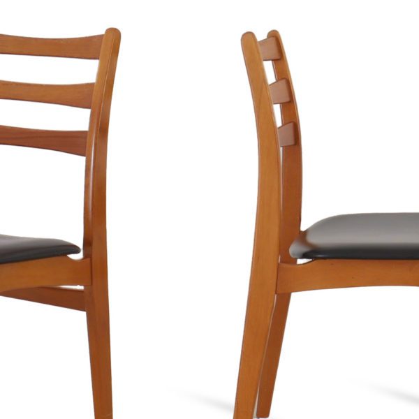 6 stk, Retro Spisestuestoler i Teak og Bøk | Sort Skai - Bilde 6